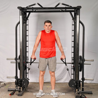 Megatron Dual Adjustable Pulley / Smith Combo - Muscle D Fitness - Selectorized Weight Adjustment - Functional Pull-Up Bar - Dual Station