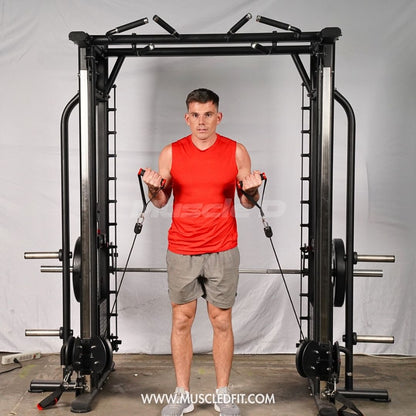 Megatron Dual Adjustable Pulley / Smith Combo - Muscle D Fitness - Selectorized Weight Adjustment - Functional Pull-Up Bar - Dual Station