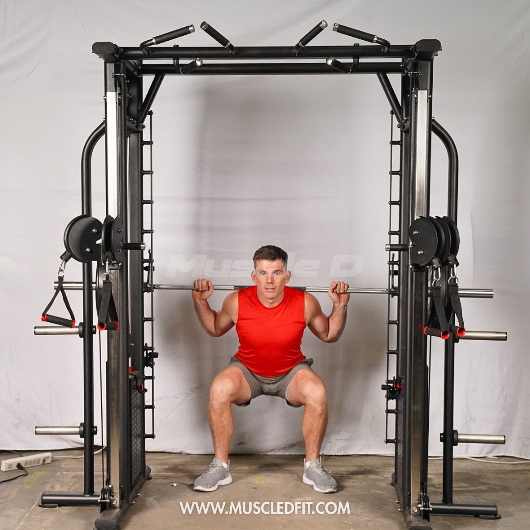 Megatron Dual Adjustable Pulley / Smith Combo - Muscle D Fitness - Selectorized Weight Adjustment - Functional Pull-Up Bar - Dual Station