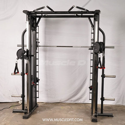 Megatron Dual Adjustable Pulley / Smith Combo - Muscle D Fitness - Selectorized Weight Adjustment - Functional Pull-Up Bar - Dual Station