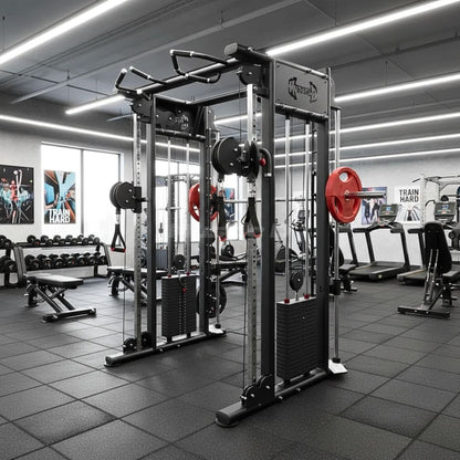 Megatron Dual Adjustable Pulley / Smith Combo - Muscle D Fitness - Selectorized Weight Adjustment - Functional Pull-Up Bar - Dual Station
