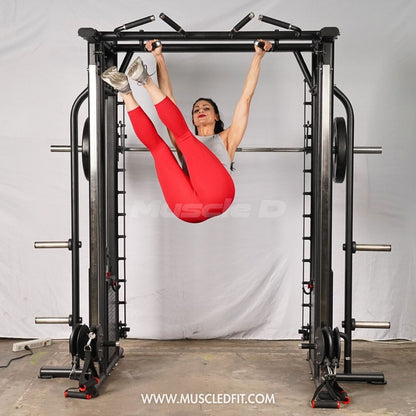 Megatron Dual Adjustable Pulley / Smith Combo - Muscle D Fitness - Selectorized Weight Adjustment - Functional Pull-Up Bar - Dual Station
