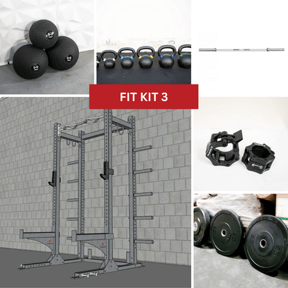 TGrip Commercial Half Rack Complete Kit - 3x3 Steel - Functional Multi-Grip Pull-Up - Bar & Plate Storage - J-Hooks