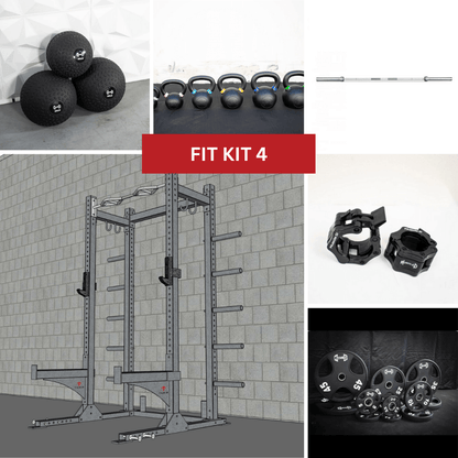 TGrip Commercial Half Rack Complete Kit - 3x3 Steel - Functional Multi-Grip Pull-Up - Bar & Plate Storage - J-Hooks