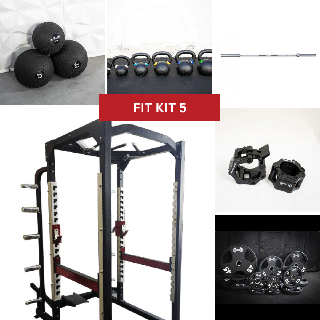 Power Cage Complete Weight Set - Muscle D Fitness - Commercial Squat Rack - Functional Pull-Up Bar - 10 Weight Storage Pegs - Power Rack