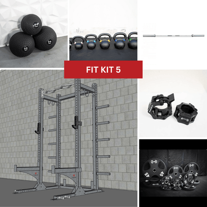 TGrip Commercial Half Rack Complete Kit - 3x3 Steel - Functional Multi-Grip Pull-Up - Bar & Plate Storage - J-Hooks