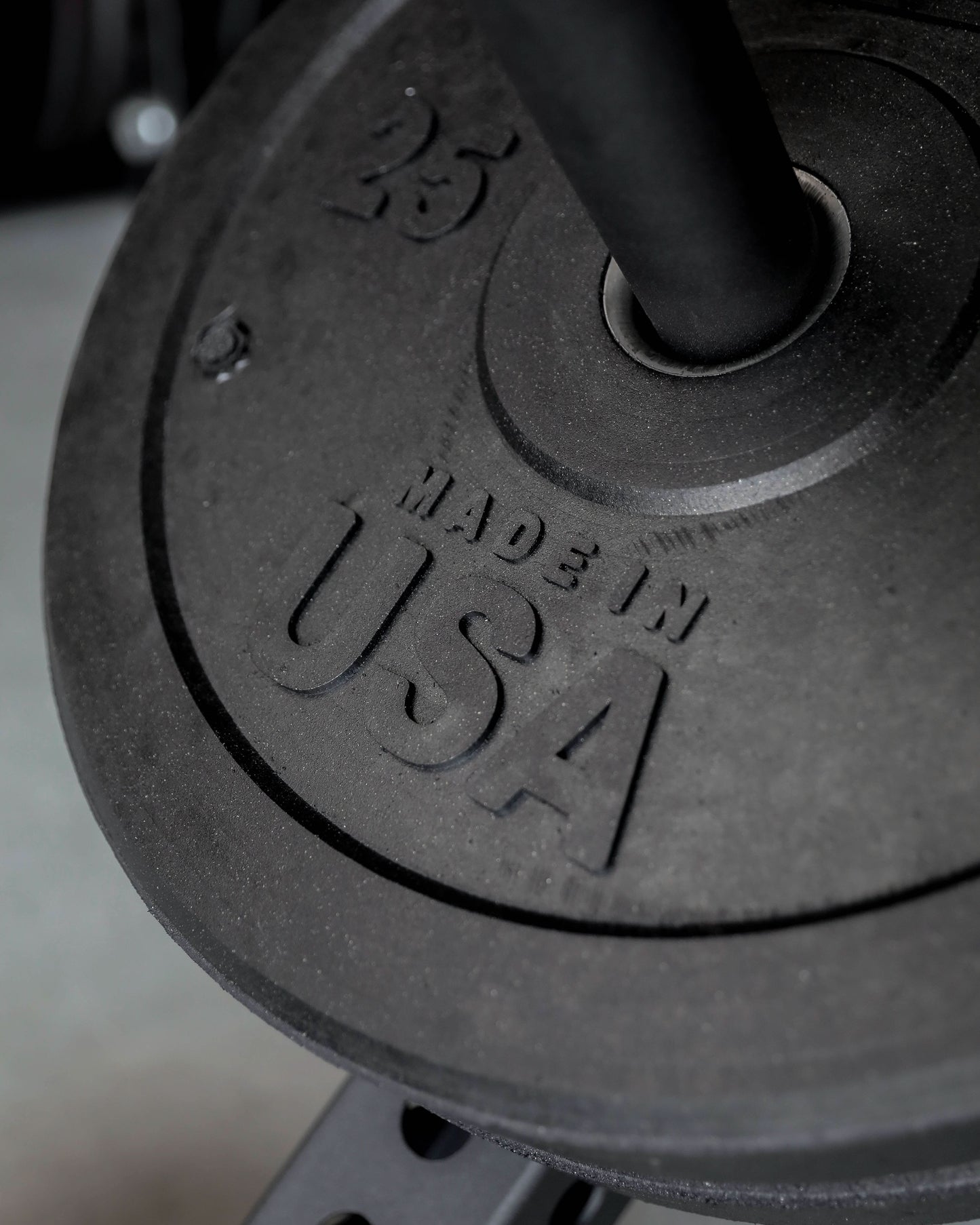 USA Bumper Plates - close up view with USA imprint