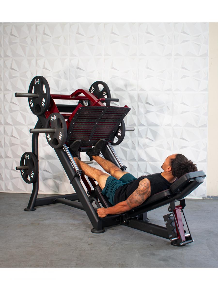 Pro Strength Linear Bearing Leg Press - Muscle D Fitness - Adjustable Back Pad - Plate Loaded