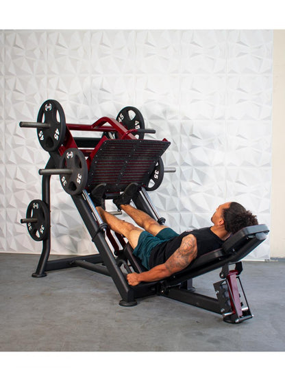 Pro Strength Linear Bearing Leg Press - Muscle D Fitness - Adjustable Back Pad - Plate Loaded