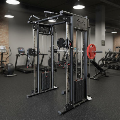Megatron Dual Adjustable Pulley / Smith Combo - Muscle D Fitness - Selectorized Weight Adjustment - Functional Pull-Up Bar - Dual Station