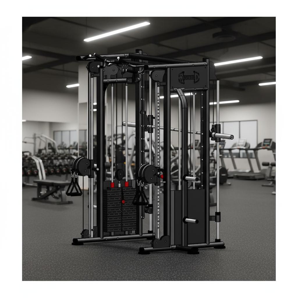 Megatron Dual Adjustable Pulley / Smith Combo - Muscle D Fitness - Selectorized Weight Adjustment - Functional Pull-Up Bar - Dual Station