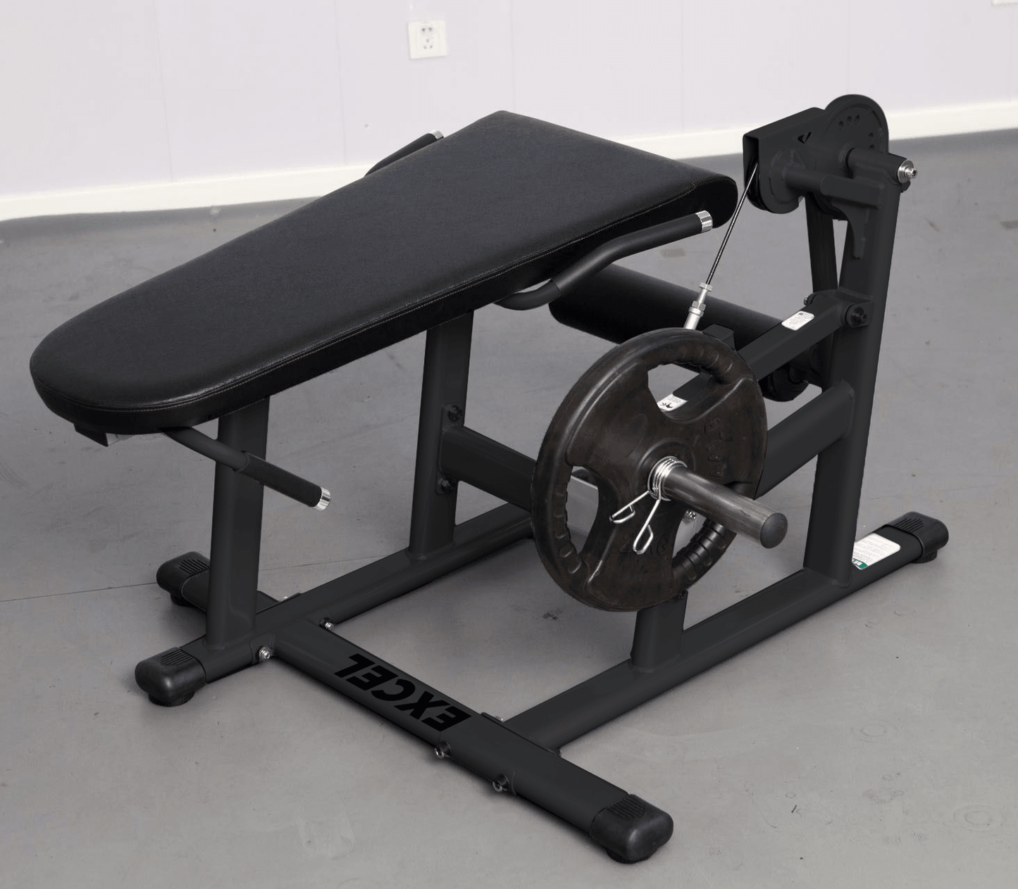Excel Base Leg Extension / Leg Curl Combo - Muscle D Fitness - Plate Loaded - Silver, Black