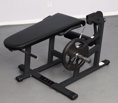 Excel Base Leg Extension / Leg Curl Combo - Muscle D Fitness - Plate Loaded - Silver, Black