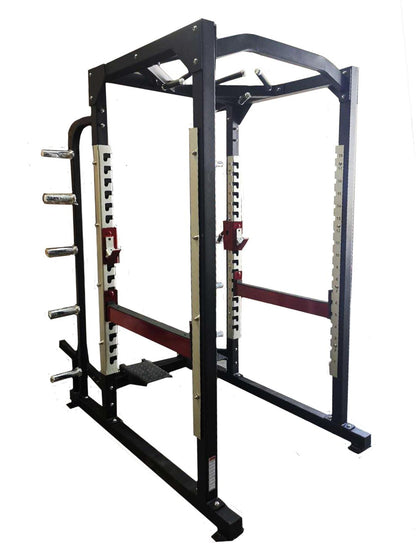 Power Cage Complete Weight Set - Muscle D Fitness - Commercial Squat Rack - Functional Pull-Up Bar - 10 Weight Storage Pegs - Power Rack