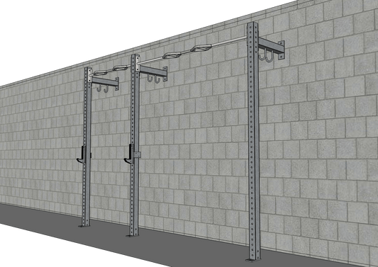 TGrip Commercial 10' Low Profile Wall Mount Rig - 3x3 Steel - Functional Multi-Grip Pull-Up - Sandwich Style J-Hooks