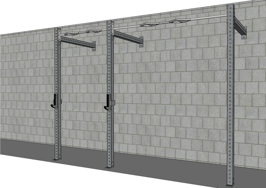 TGrip Commercial 10' Wall Mount Rig - 3x3 Steel - Functional Multi-Grip Pull-Up - Sandwich Style J-Hooks