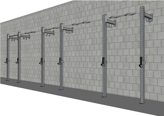 TGrip Commercial 24' Low Profile Wall Mount Rig - 3x3 Steel - Functional Multi-Grip Pull-Up - Sandwich Style J-Hooks