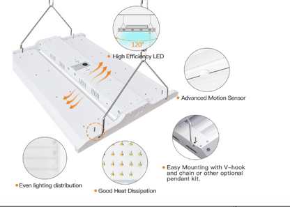 LED Linear High Bay Light, 2ft, 210W, CCT 5000K, 28,350 Lumens, 120-277 VAC