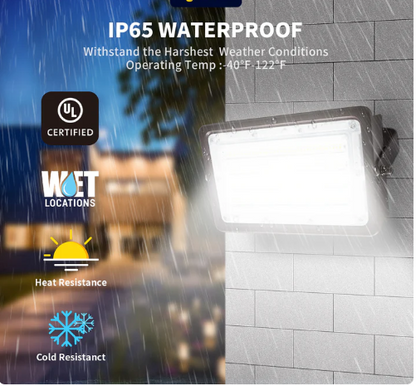 LED Flood Light with Wattage & CCT Selector, 80/90/100W, 9100-11700LM, 120-277V, UL/DLC Certified