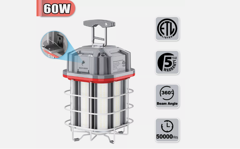 LED Work Light - Square, 60W, 5,000K, 8,400 Lumens, 100-277 VAC