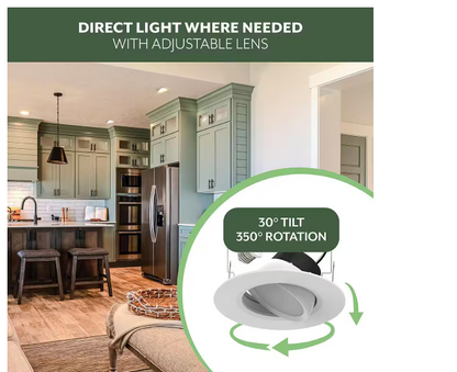 4 Inch Gimbal LED Downlight, 8W, Selectable CCT, 700 Lumens, 120 VAC