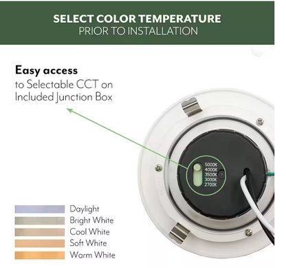 4 Inch Gimbal LED Downlight, 8W, Selectable CCT, 700 Lumens, 120 VAC