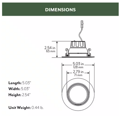 4 Inch Gimbal LED Downlight, 8W, Selectable CCT, 700 Lumens, 120 VAC