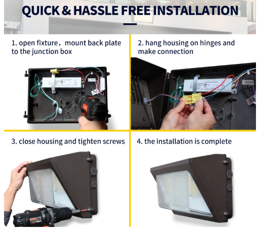 LED Wallpack Light, 60W, 3000K/4000K/5000K, 8400 Lumens, 120-277 VAC