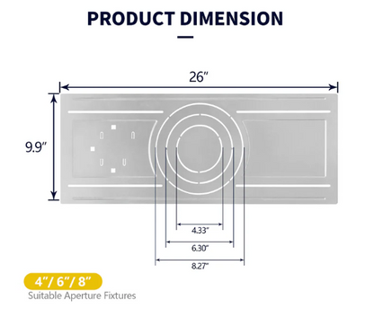 New Construction Mounting Plate for 4”/6”/8” Canless Downlights, Slim Downlight Rough-In Plate with Notches, Durable Metal Light Mounting Plate