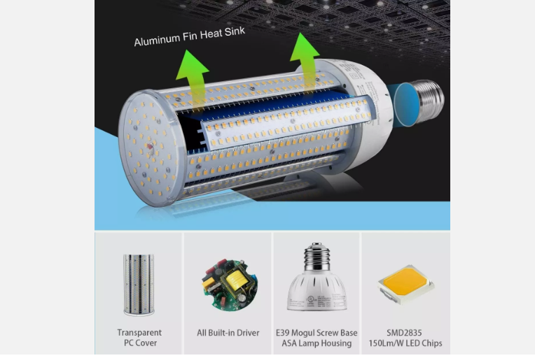 LED Corn Bulb, 60W, 6600 lumens, 5000K Daylight, E39 Mogul Base, 100-277 VAC