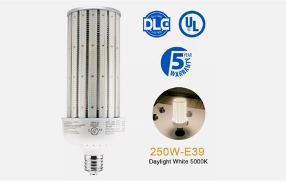 LED Corn Bulb, 250W, 37,500 lumens, 5000K, E39 mogul base, 100-277 VAC