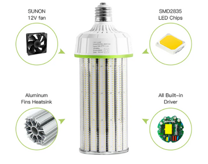 LED Corn Bulb, 80W, 12,000 lumens, 5000K, E39 Base, 277-480 VAC