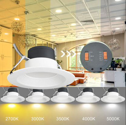 LED Recessed Downlight, 8 Inch, Selectable 36W/27W/18W and CCT 2700K-5000K, 4,000 Lumens, 120-347 VAC