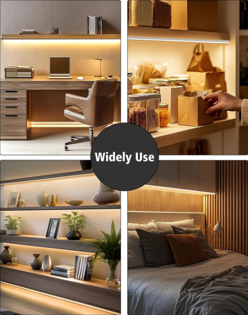 24V Anti-Glare Bright Cozy Under Cabinet LED Strip Free Cut 2700K Warm White - Black Shell