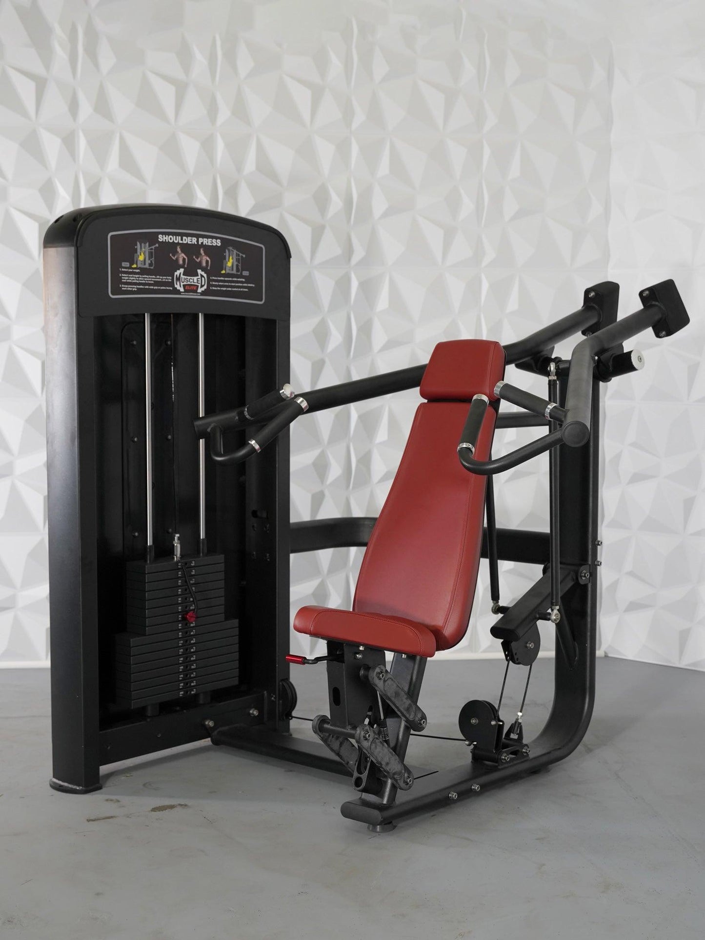 Elite Selectorized Shoulder Press - Muscle D Fitness - Commercial Adjustable Seated Pin Selectorized Shoulder Press Traps Shoulder Workout