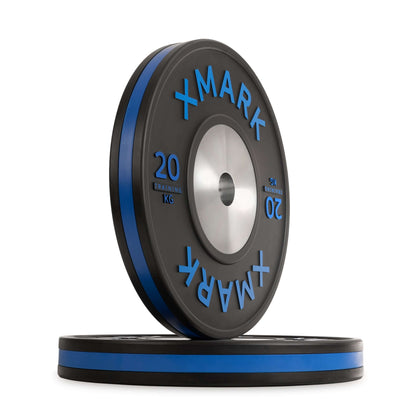 XMARK 20 KG competition training bumper plates designed for precision and performance in weightlifting.