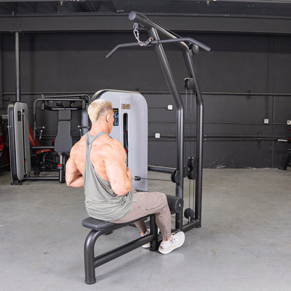 Vogue Lat/Low Row - Muscle D Fitness - Adjustable Seat - Pin Selectorized - Combo Back Machine