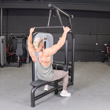 Vogue Lat/Low Row - Muscle D Fitness - Adjustable Seat - Pin Selectorized - Combo Back Machine