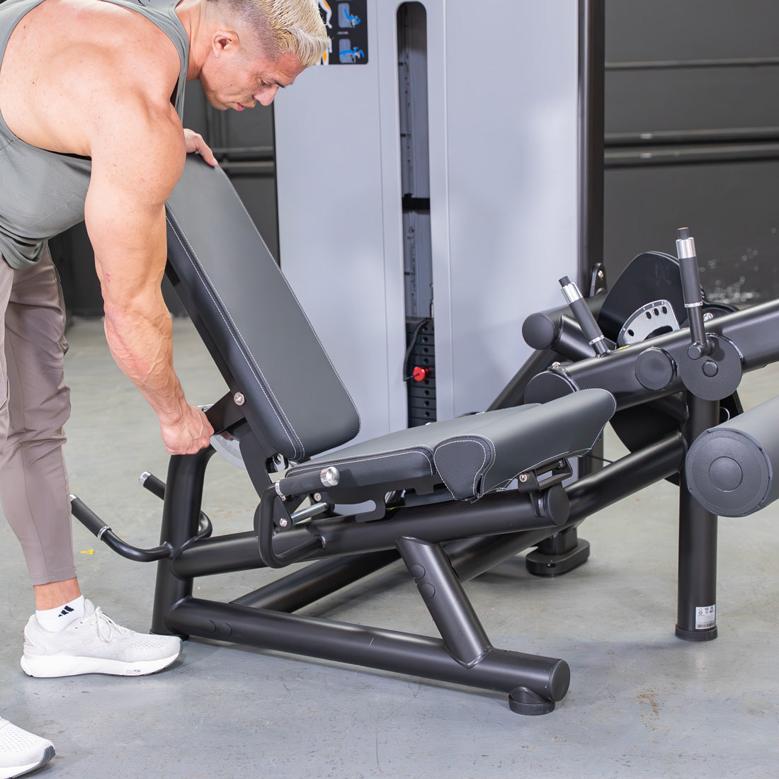 Vogue Leg Extension/Prone Leg Curl Combo - Muscle D Fitness - Seated - Adjustable - Pin Selectorized - Quads Hamstring Machine