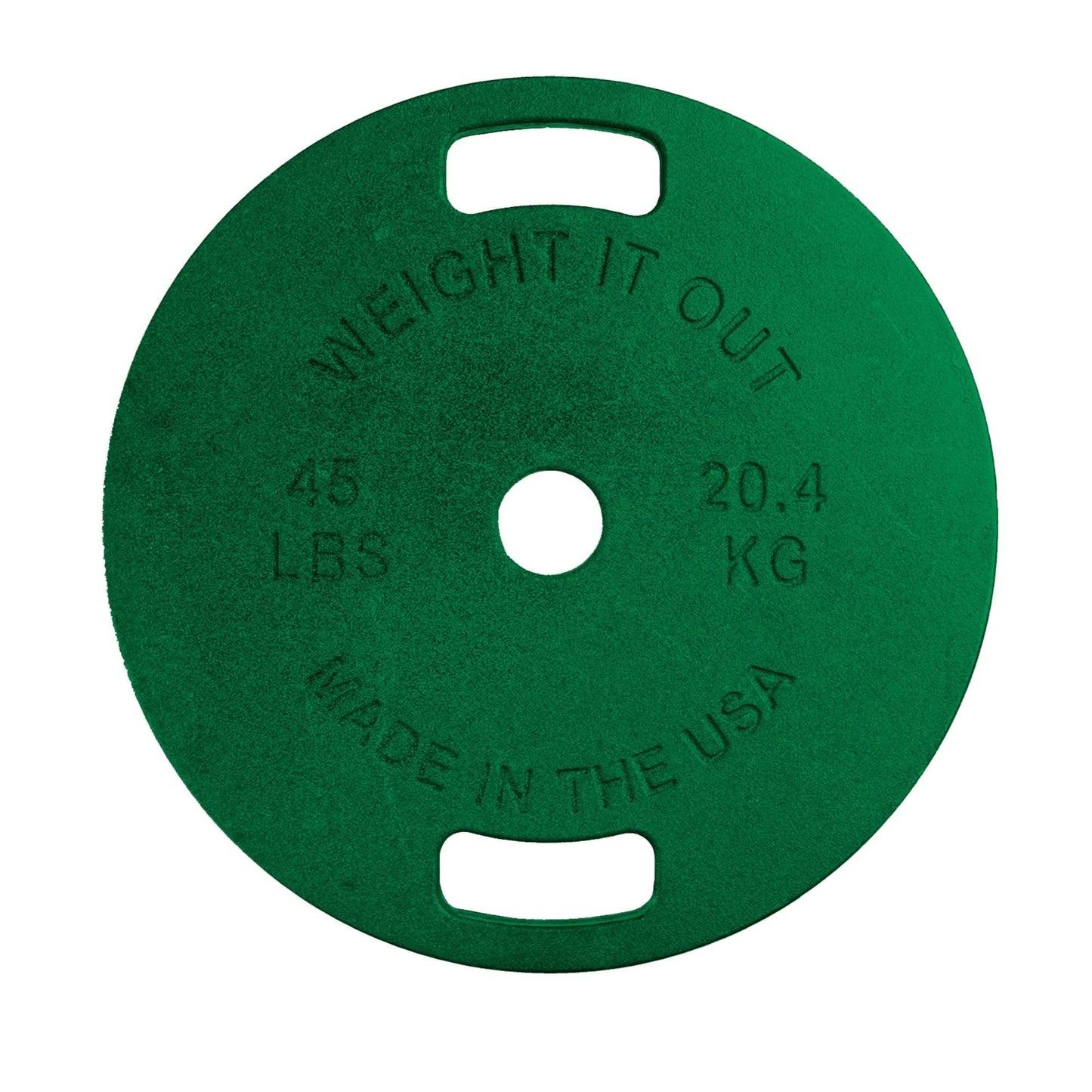 Cast Iron Machined Weight Plate Pairs - front view of 20.4 kg (green finish)