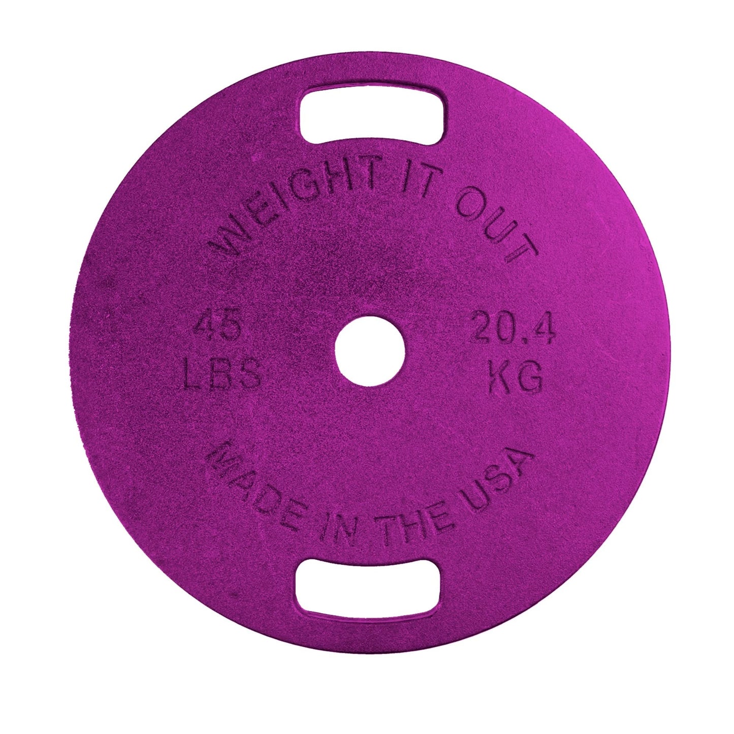 Cast Iron Machined Weight Plate Pairs - front view of 20.4 kg (purple finish)