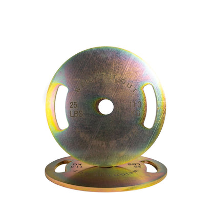 Solid Steel Calibrated Weight Plate Sets - front view 45 lbs (gold finish)