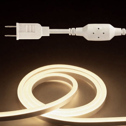 110V-120V Warm White (2600K)Neon LED Rope Light - 8mmX16mm,Commercial Grade, IP65, 189 LM/M -Cuttable, dimmable - Plug and Play And Hardwired