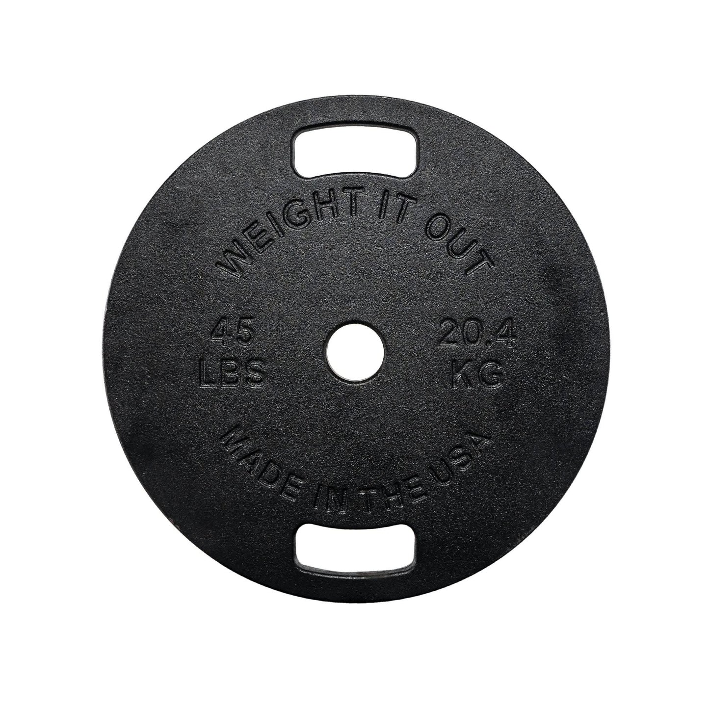 Cast Iron Machined Weight Plate Pairs - front view of 20.4 kg (black finish)