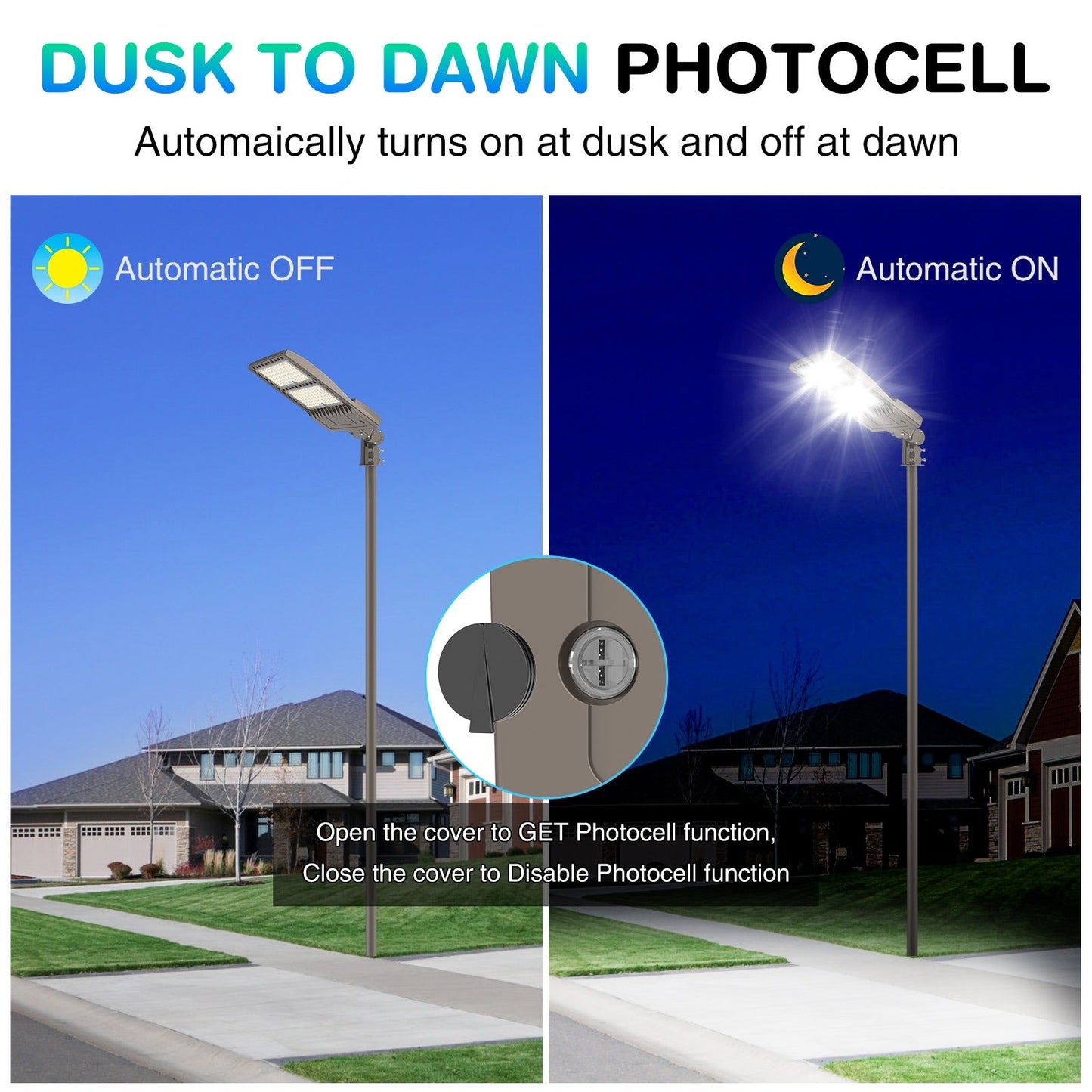 LED Parking Lot Light, Selectable 400W/320W/240W, 5000K, 56,000 Lumens, 100-277 VAC, Dusk to Dawn Sensor, Slip Fitter Mount