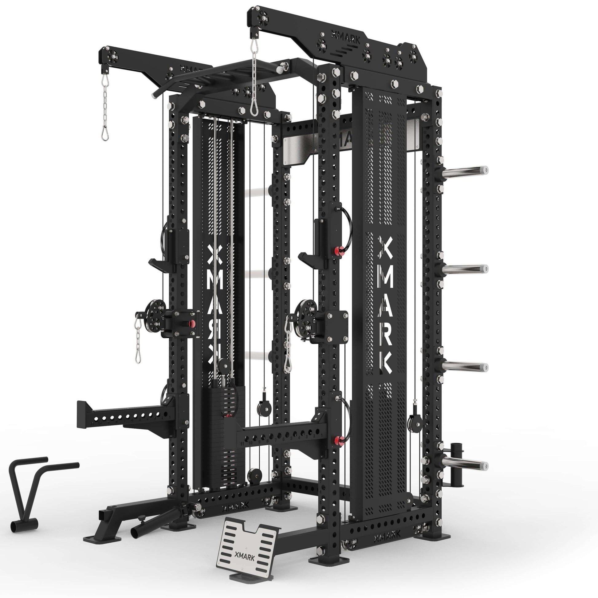 Commercial Half Rack Functional Trainer with dual 220 lb stacks and multiple attachments for versatile workouts.