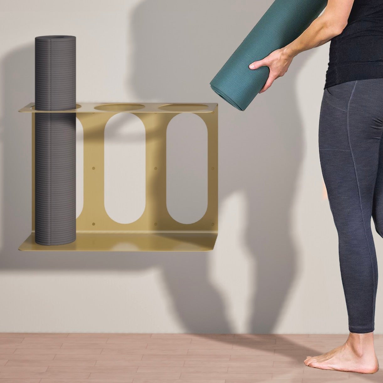 Yoga Mat Wall Bracket | Holds 3 Mats/Rollers