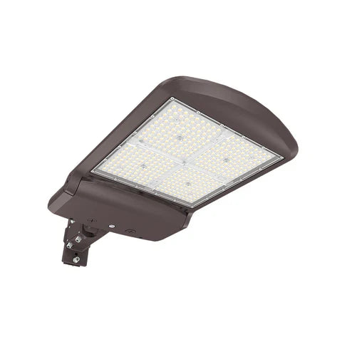 LED Parking Lot Light, Selectable 200W/240W/300W and CCT, 48000 Lumens, Bronze Housing, Universal Bracket