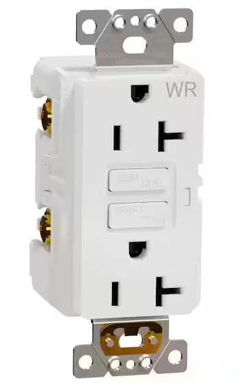 20-Amp 125-Volt Tamper-Resistant Outdoor GFCI Duplex Outlet with Back Wire Clamps, Matte White