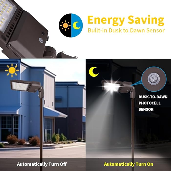 300W LED Parking Lot Light, 4000K, 45000 Lumens, Slip-Fit Mount, Photocell-Ready Base